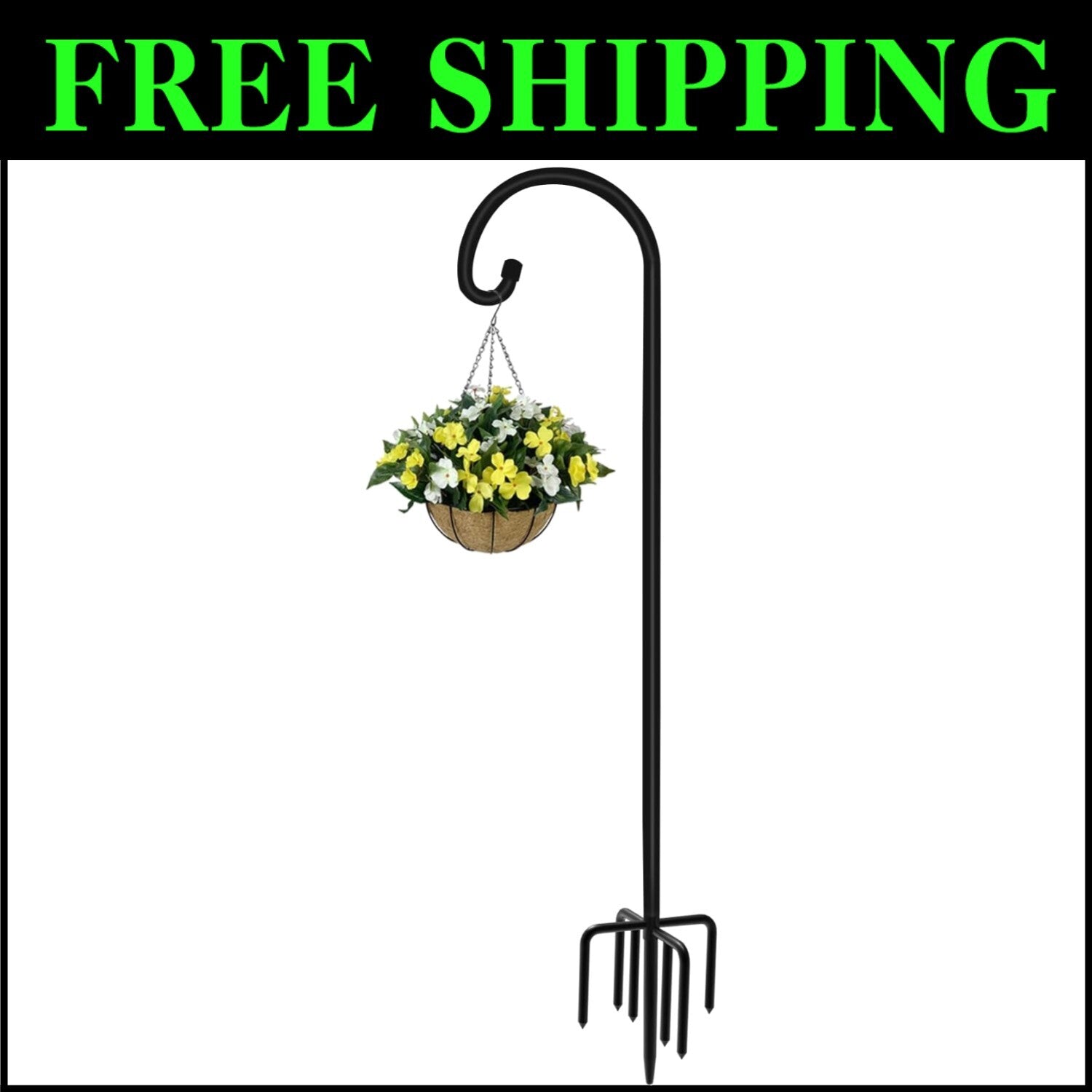 Sturdy 108-Inch Adjustable Shepherd Hook for Weddings & Outdoor Displays