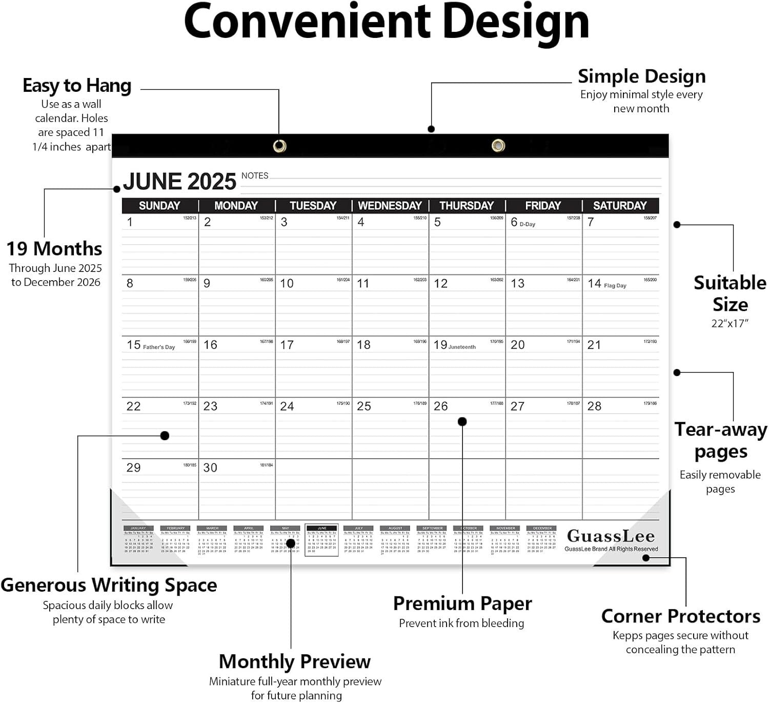 2025-2026 Hanging Planner - Premium Paper with Durable Design for Home & Office