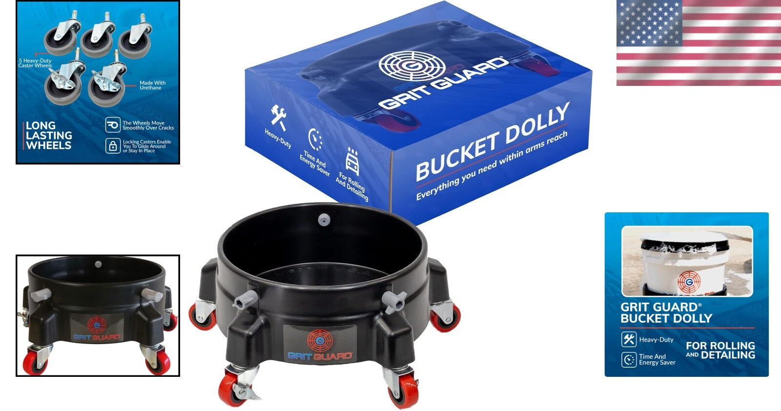 Heavy-Duty Bucket Dolly with Wheels for Effortless Cleaning – 250 lbs Capacity