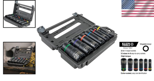 High-Torque 6-Piece Impact Socket Set with Hands-Free Adjustments & Tool Case