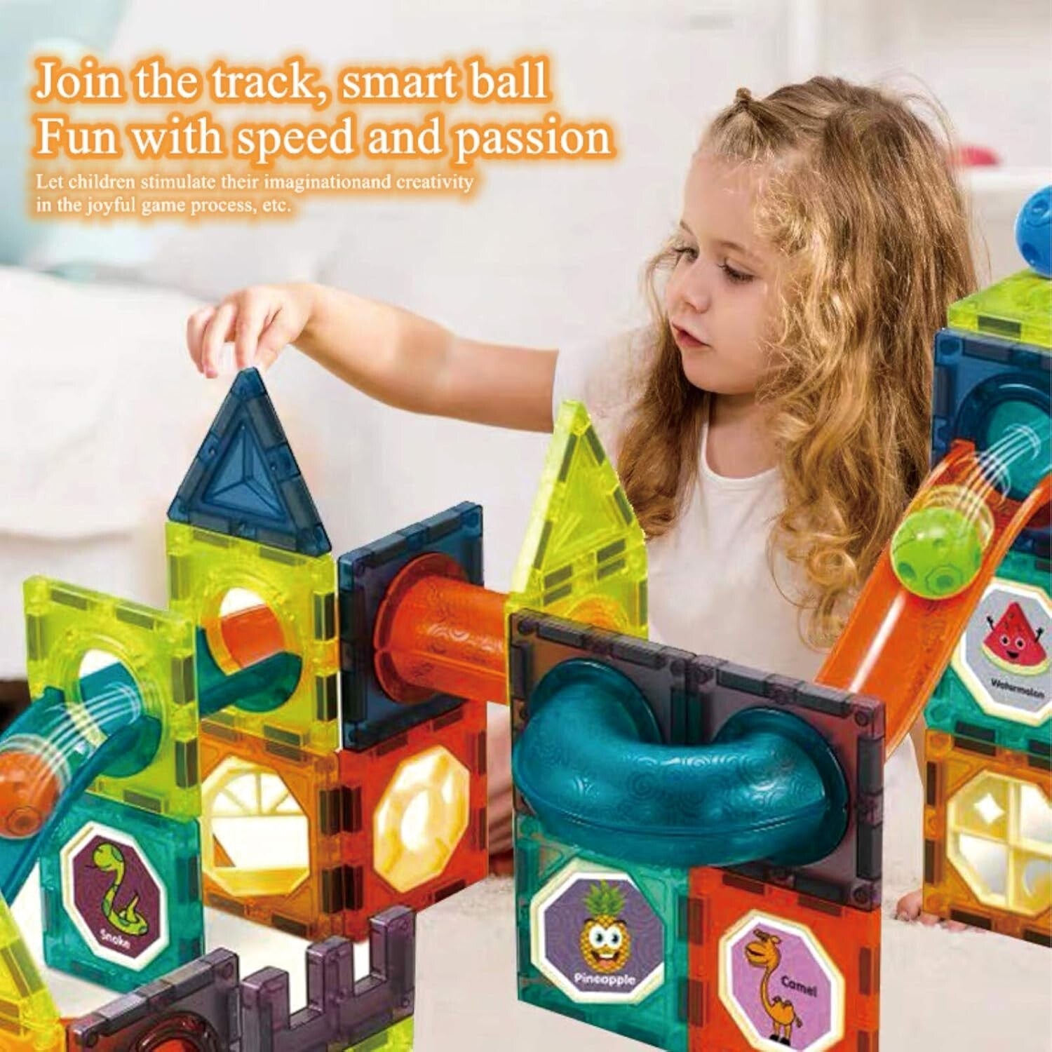 Fun 110 PCS Magnetic Marble Run Set - STEM Building Blocks for 3–10 Year Olds