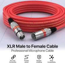 Load image into Gallery viewer, 2ft XLR Cable Set - 10 Colors, 3-Pin Male to Female for Mixer &amp; Speakers