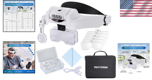 Hands-Free Head Magnifier with 1X-14X Magnification - Perfect for Jewelry Making