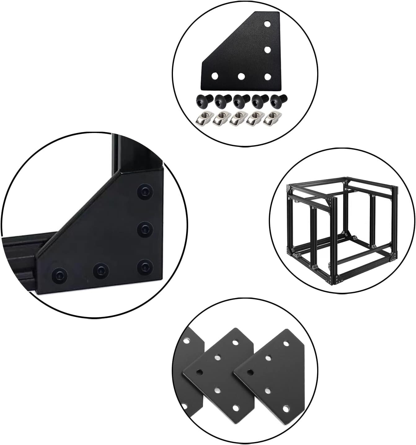 Durable 6-Piece L Bracket Set with T-Nuts & Screws - Perfect for Aluminum Builds