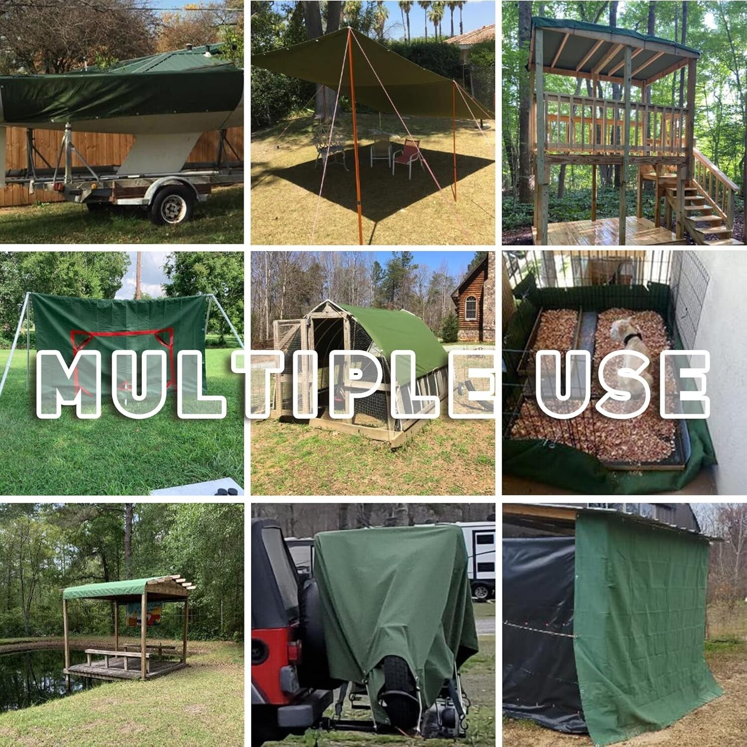 Multipurpose 8'x10' Olive Green Canvas Tarp - Ideal for Camping & Hunting