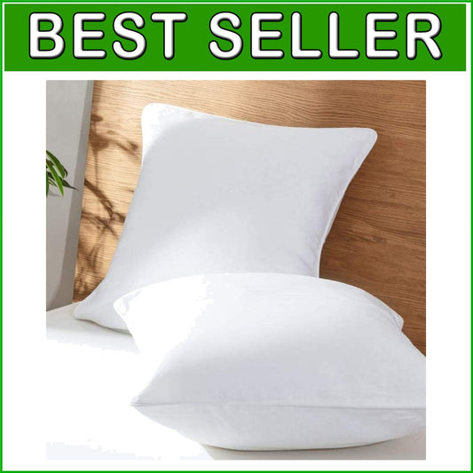 Classic White Trim Linen Euro Pillow Shams - Set of 2, 26"x26" Luxury Covers