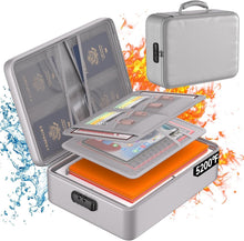 Load image into Gallery viewer, 5200°F Fireproof Document Organizer with Lock - Waterproof Travel Safe Storage