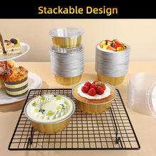 Load image into Gallery viewer, Professional-Grade 120-Pack Gold Round Baking Cups with Lids - 8oz Capacity