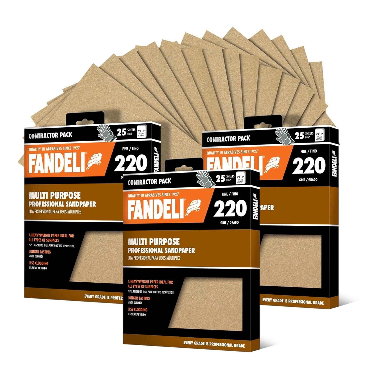 75 Sheets of 9'' x 11'' 220 Grit Sandpaper - Ideal for Hand and Orbital Sanding