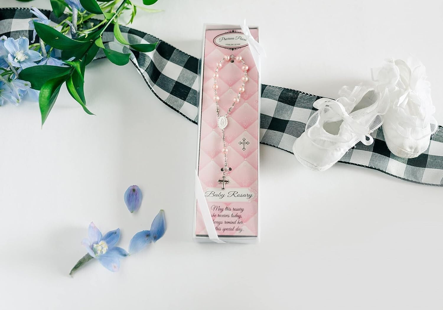 Special Occasion Sterling Silver Pink Baby Rosary - Elegant Christening Keepsake