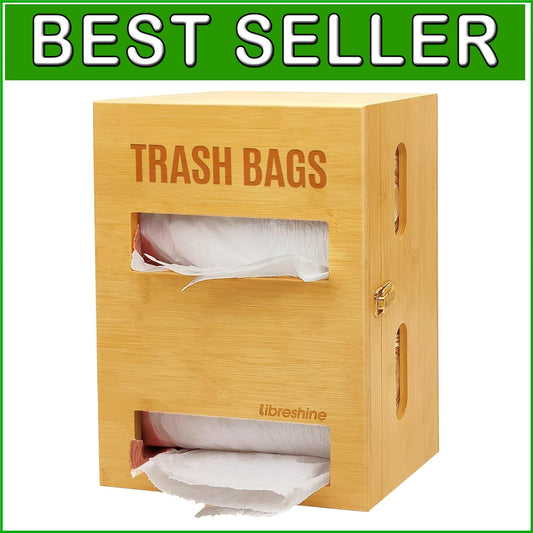 Space-Saving Bamboo Trash Bag Organizer for Kitchen and Garage - Bundle Included