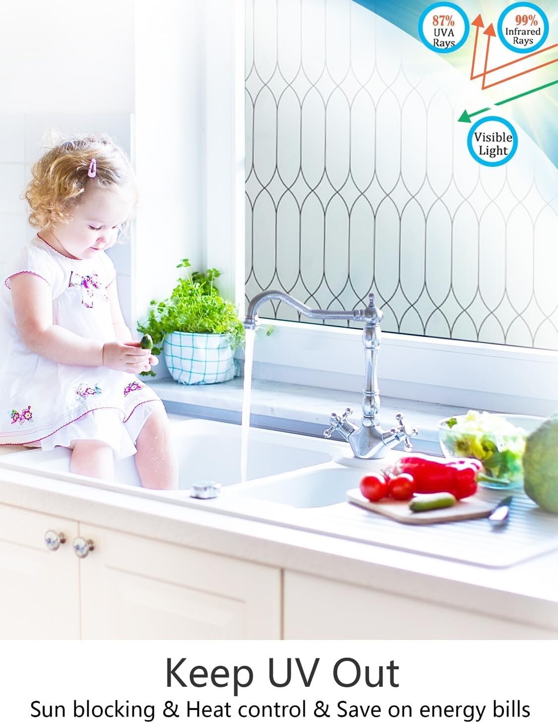 Dynamic Static Cling Window Film with Moroccan Design - Easy Install Solution