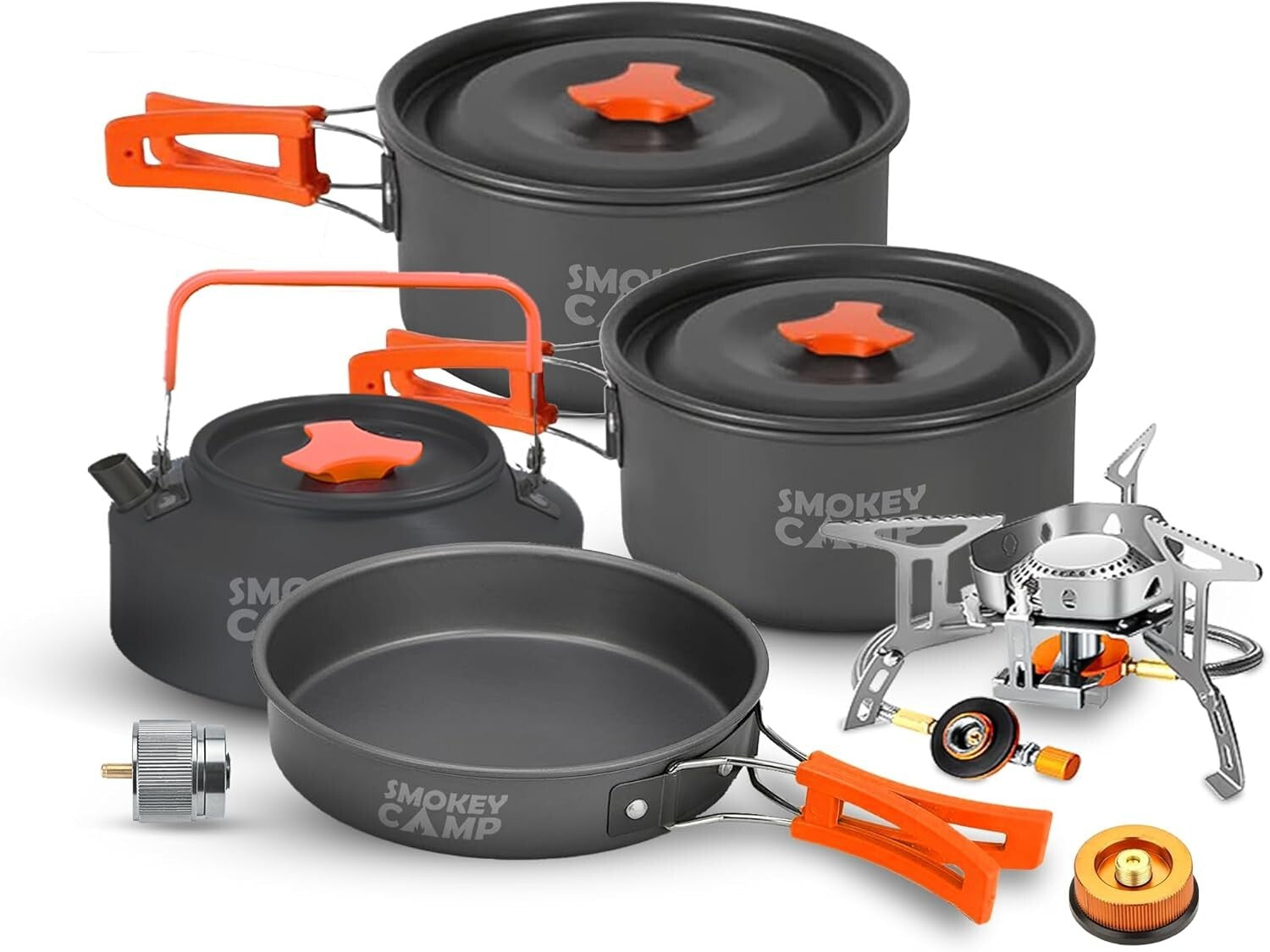 10-Piece Lightweight Camping Cookware Set with Foldable Stove for Outdoor Chefs