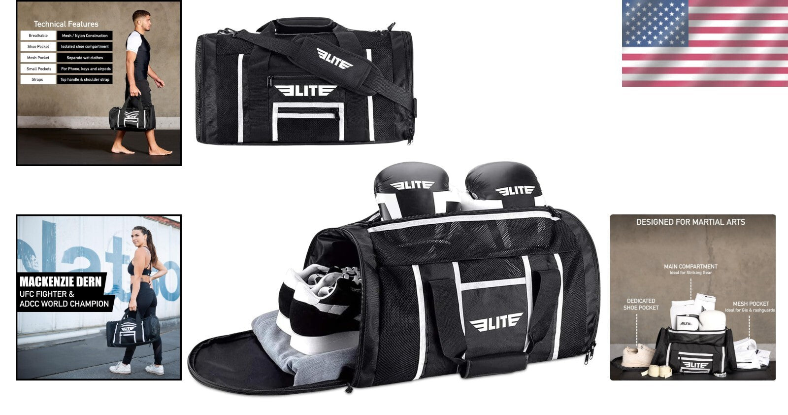 Durable Unisex Athletic Duffel Bag with Dedicated Shoe Compartment – Black