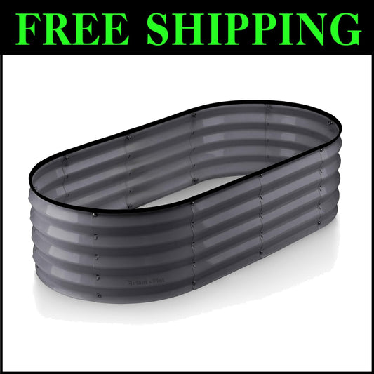 Modern Galvanized Garden Planter - 48" (4 ft) x 24" (2 ft) for Flowers & Veggies
