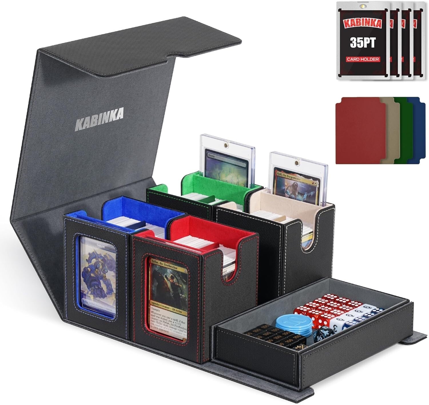 Elegant 5-Compartment Deck Box for Double-Sleeved Cards - Ideal for Collectors