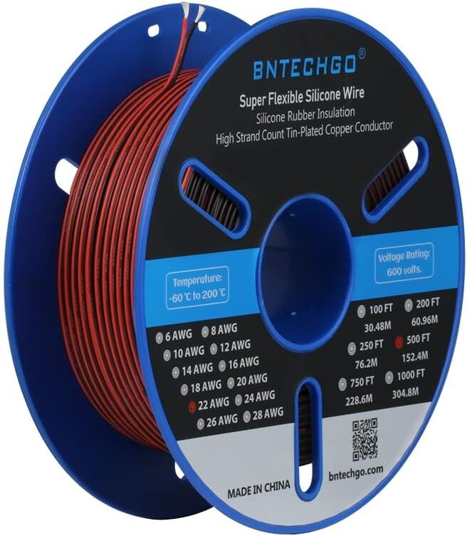 High-Temperature Resistant 22 AWG Silicone Wire 500ft for Various Applications