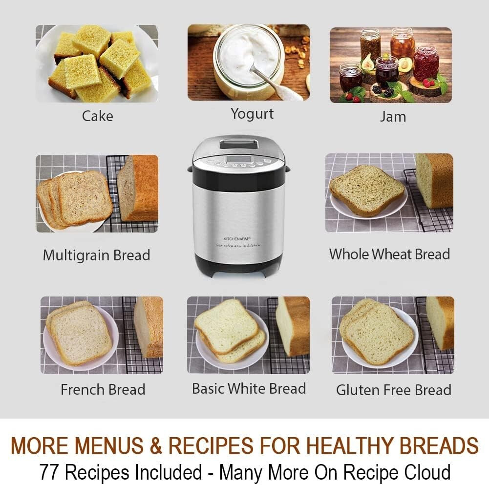 Stainless Steel Bread Maker with 29 Programs & Customizable Cycle for All Levels