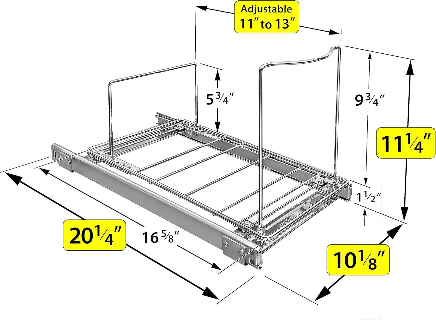 Professional Quality Pull-Out Organizer with Chrome Finish for Kitchen Cabinets