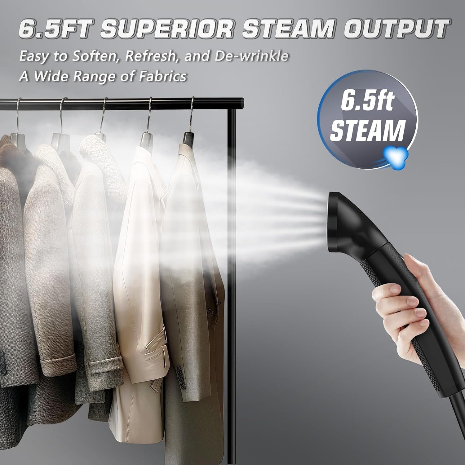 1500W Powerful Garment Steamer With 2.4L Tank – Fast Heat-Up & Portable Design