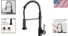 Load image into Gallery viewer, Stylish Matte Black Kitchen Sink Faucet with Pull Down Sprayer for Modern Homes