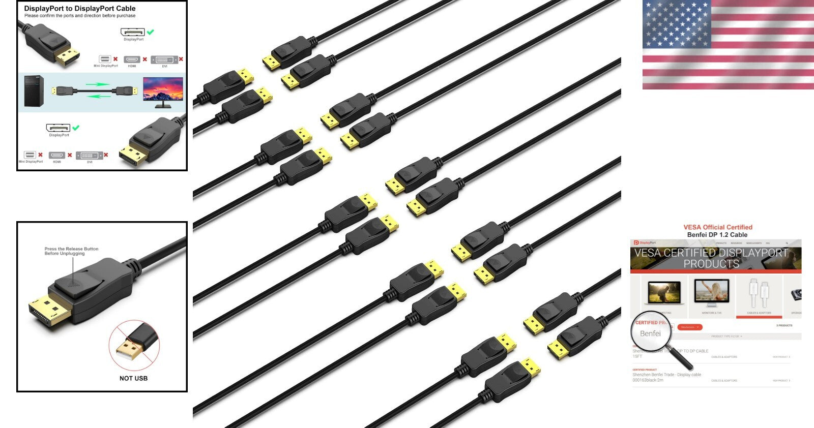 High-Speed 6FT DisplayPort to DisplayPort Cable - Ideal for Gaming & Streaming