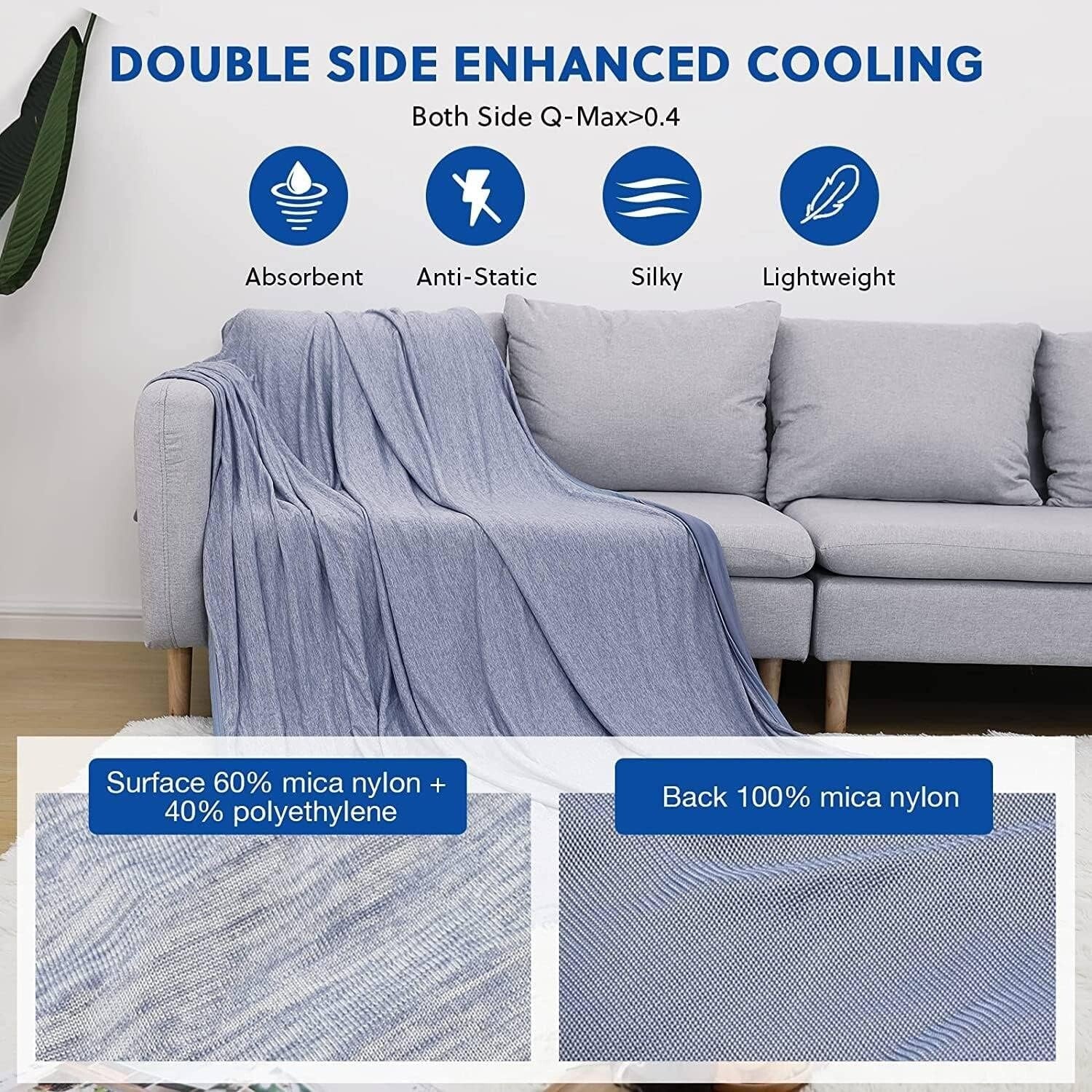 Double-Sided Lightweight Cooling Blanket - Breathable for Hot Summer Nights