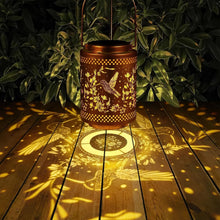 Load image into Gallery viewer, Elegant Solar Lantern with Hummingbird Patterns - Perfect for Gardens &amp; Gifts