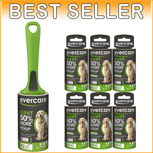 Eco-Friendly Giant Pet Roller 6-Pack REFILLS in Dark Green - Easy Hair Removal