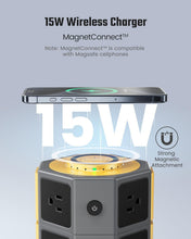 Load image into Gallery viewer, Elegant Surge Protector Tower with 15W Wireless Charger &amp; 12 AC Outlets in Gold