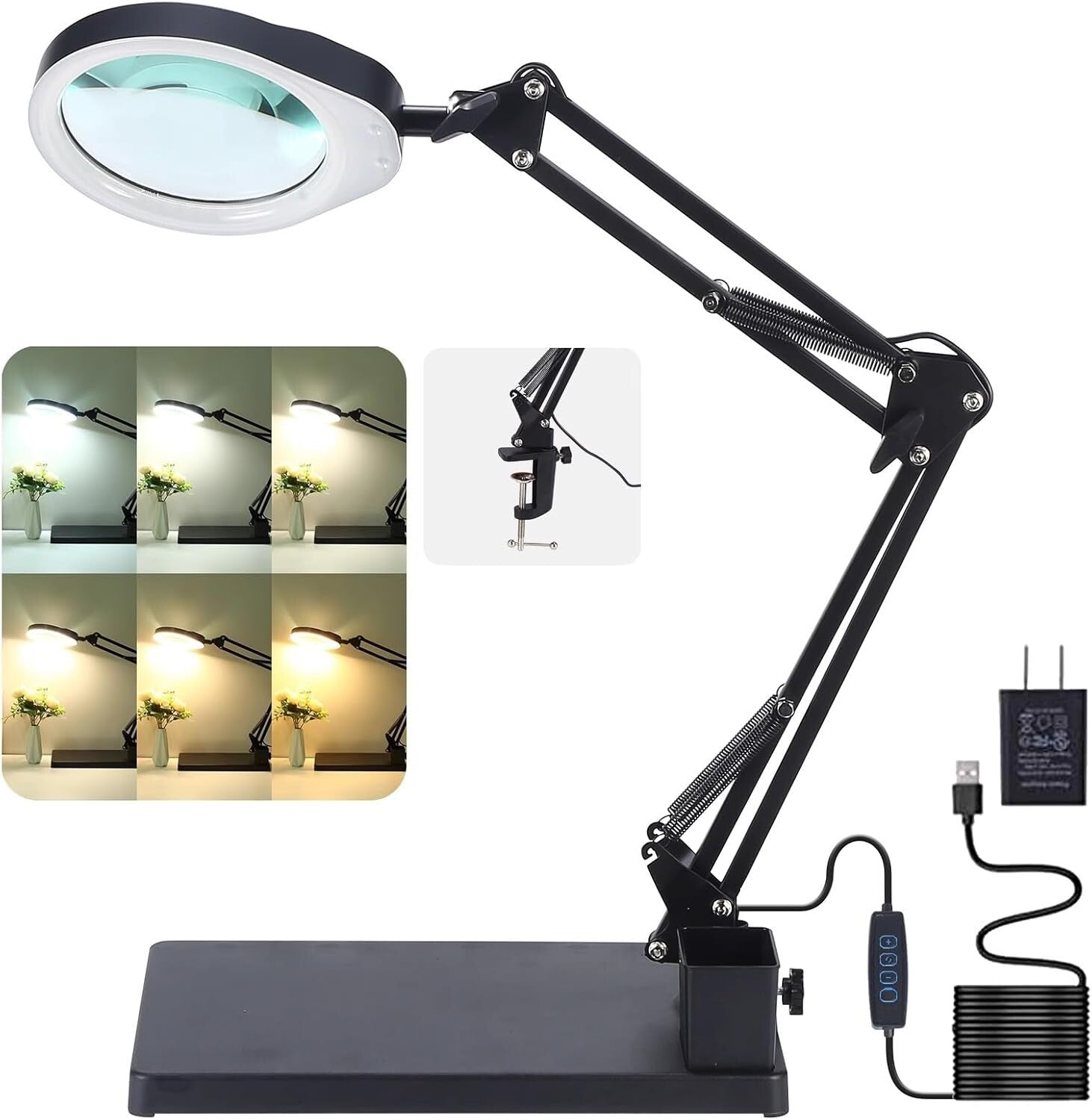 Versatile 2-in-1 10X Magnifying Lamp - Ideal for Sewing, Crafting, and Reading
