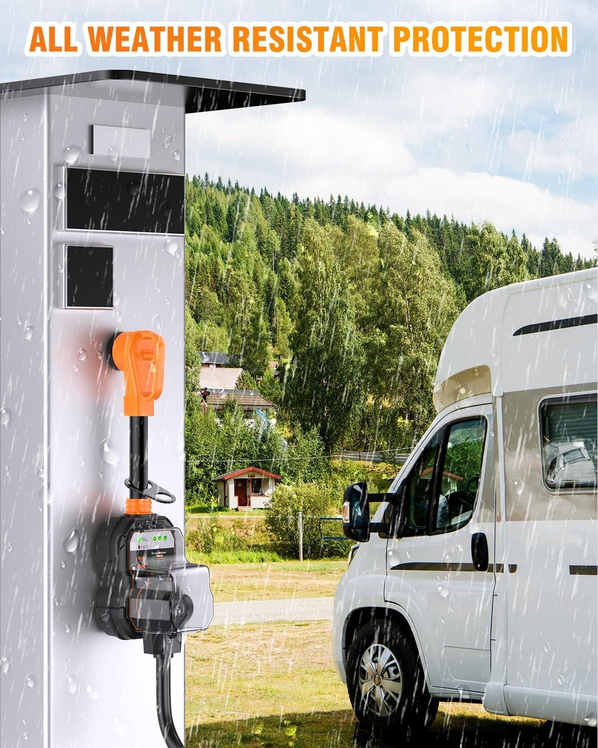 15000 Joules 50 Amp RV Surge Protector with Circuit Analyzer & Waterproof Design