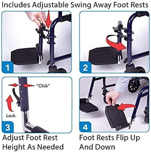 Comfort-Enhancing Wheelchair Legrests with Adjustable Footplates - Universal Fit