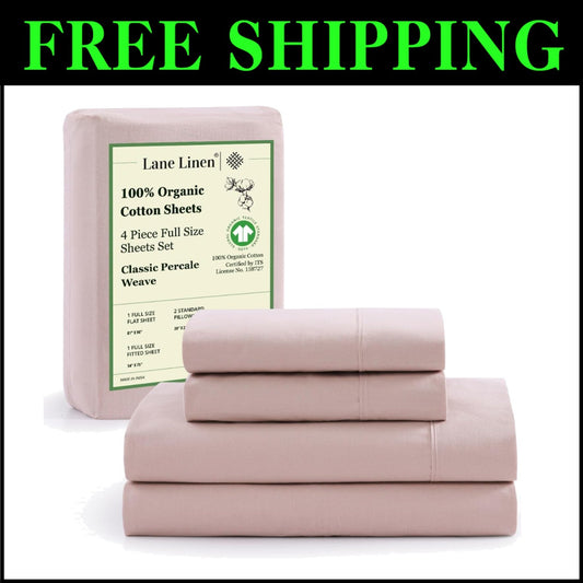 Soft Percale Full Size Cotton Sheet Set – Machine Washable, Fade Resistant