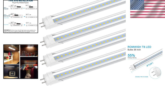 Energy Efficient 3FT LED Light Bulbs 14W, Daylight White 5000K, 4 Pack
