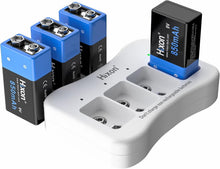 Load image into Gallery viewer, Fast-Charging 9V Battery Set - 850mAh Rechargeable Lithium Pack with Charger