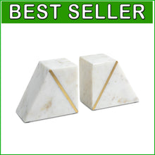 Load image into Gallery viewer, Handcrafted Decorative Marble Bookends with Non-Skid Base - Perfect for Shelving