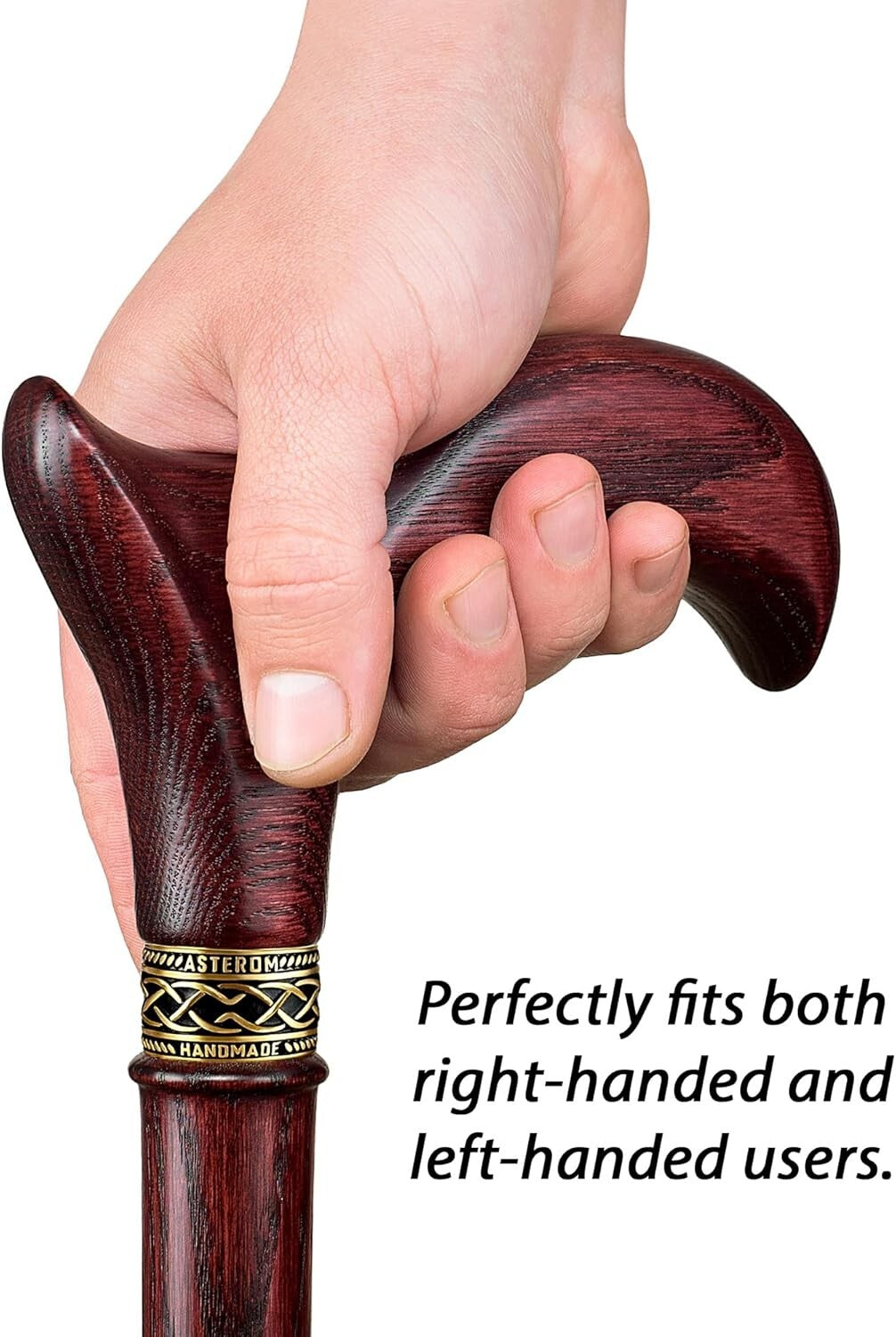 Fashionable Handmade Oak Walking Stick with Ergonomic Grip - 33" Long