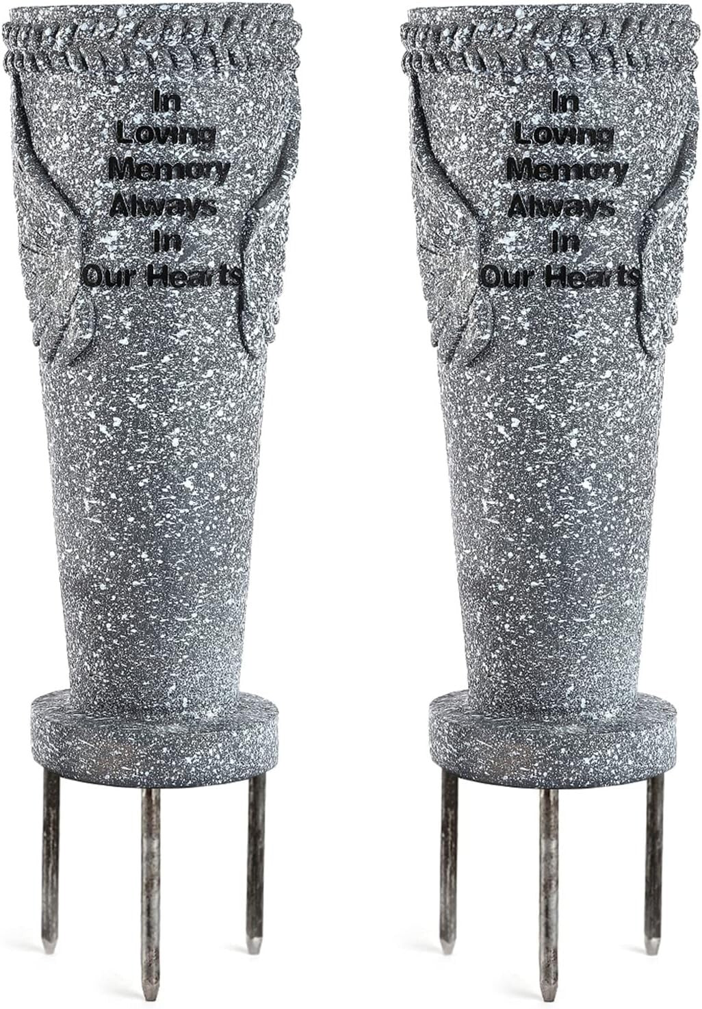 Memorable Cemetery Vases Set with Angel Wings - Weatherproof & Elegant Design