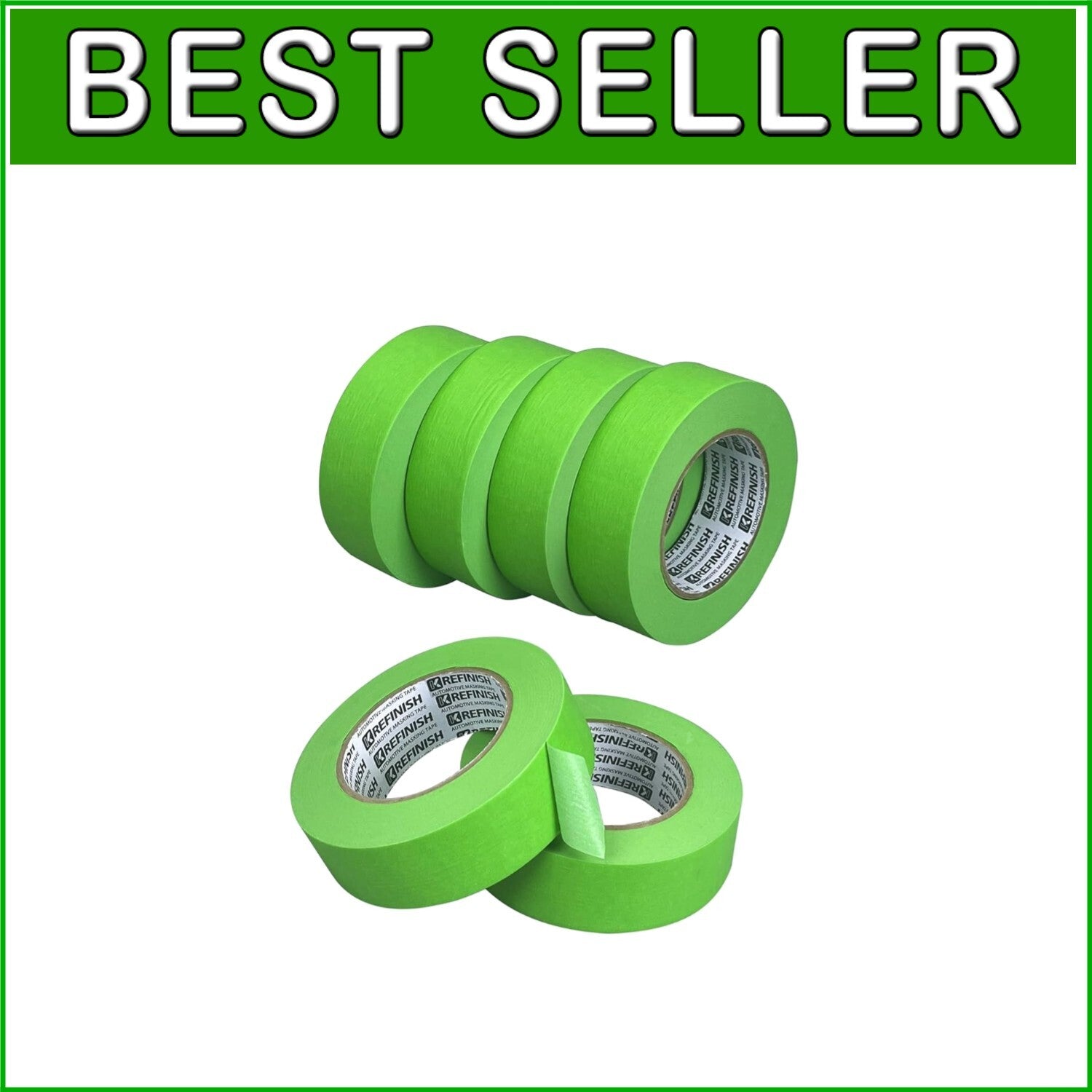 6 Rolls of Green Heat Resistant Painters Tape - Precision Masking for Auto Paint