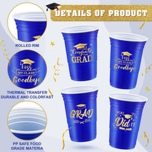 Load image into Gallery viewer, Celebrate in Style: 200 Blue and Gold Graduation Stadium Cups, 16 oz Disposable