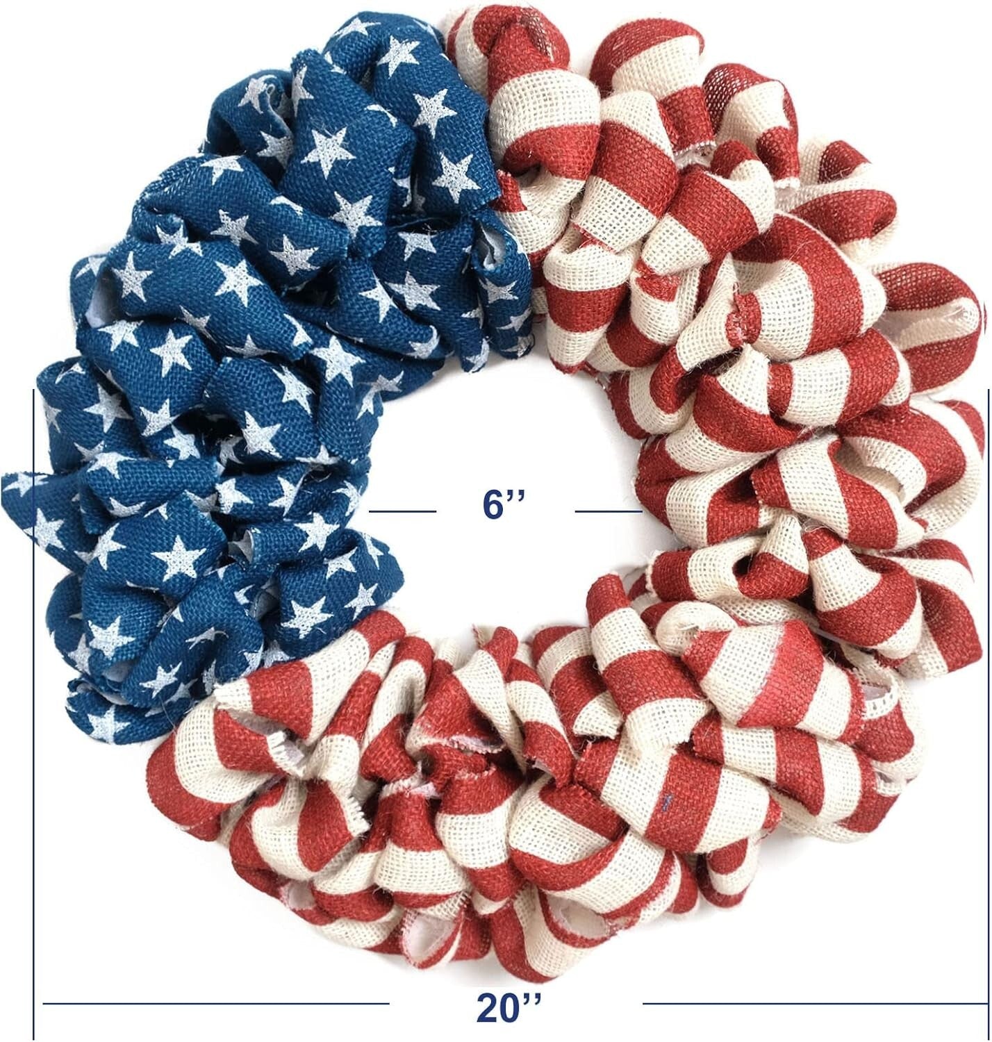 20-Inch Patriotic Burlap Wreath – Handcrafted 4th of July & Memorial Day Decor