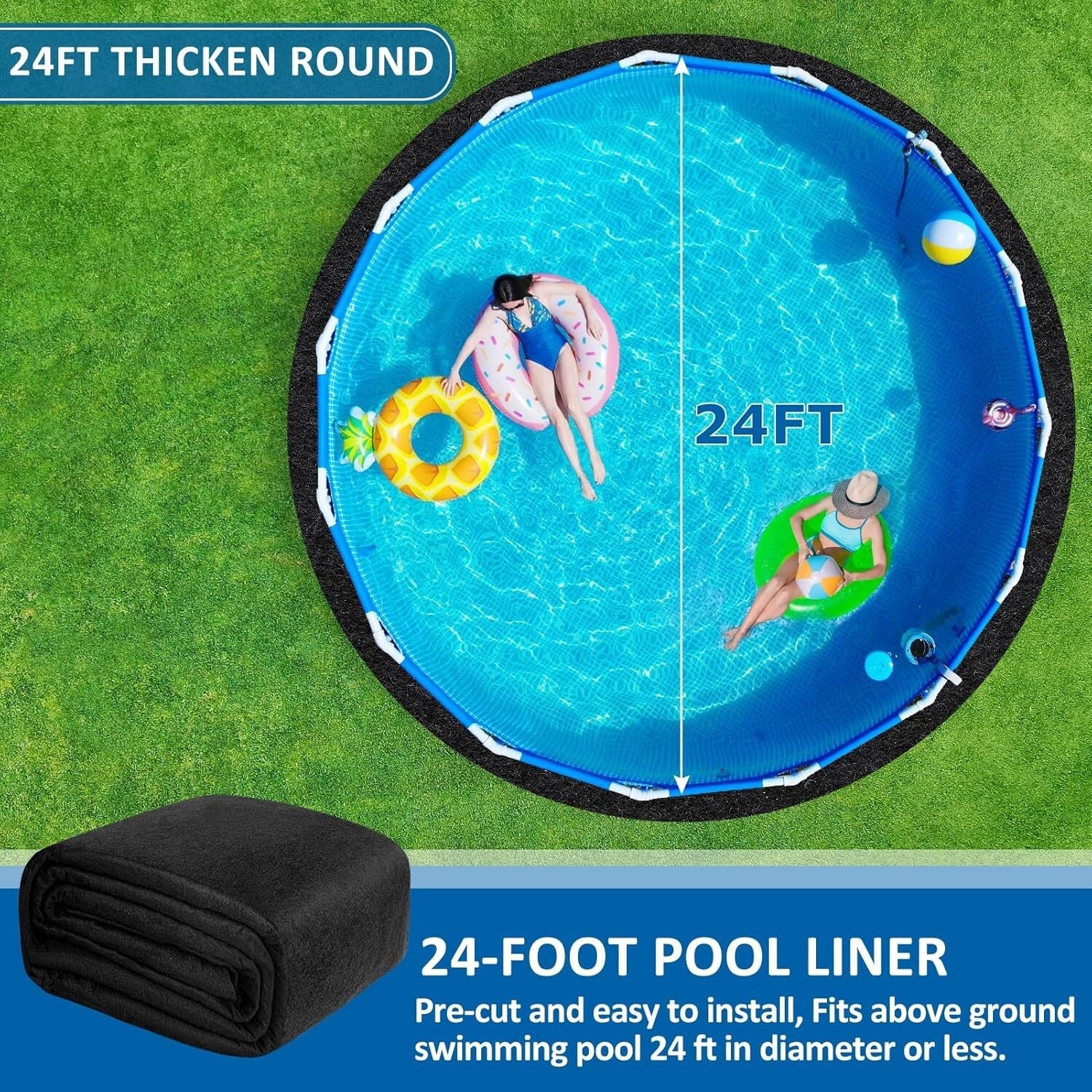 Double-Density Pool Liner Protection Mat – 24 Ft Round for Above Ground‍