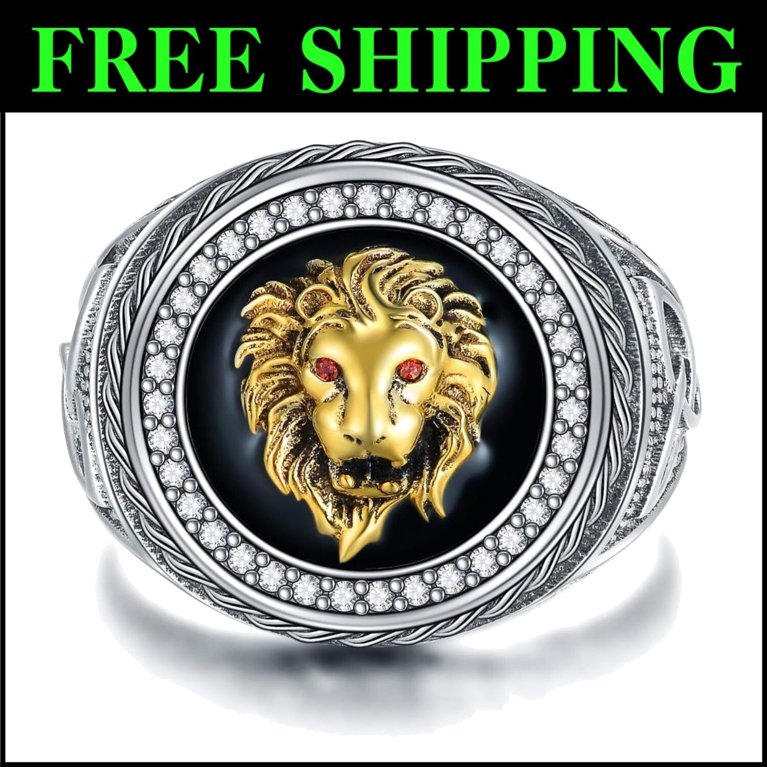 Exquisite Lion Head Ring in 925 Silver for Men - Graduation and Birthday Gift