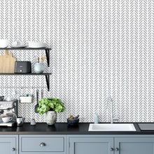 Load image into Gallery viewer, 72.65 Sq.ft Modern Black &amp; White Peel and Stick Wallpaper for Versatile Décor