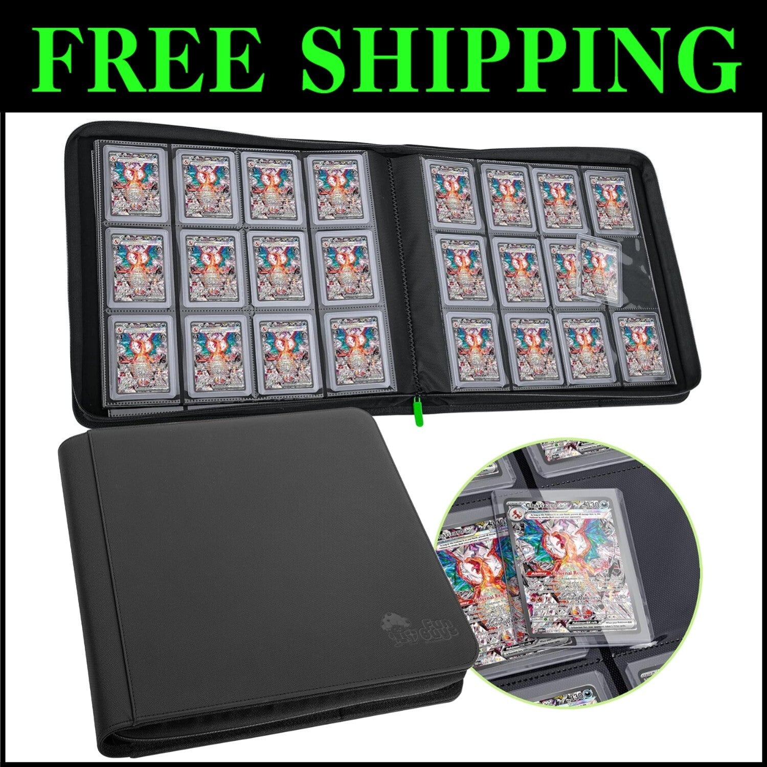 Deluxe 12 Pocket Toploader Binder with Suede Lining - Card Storage Organizer