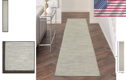 Versatile Light Grey 2'2" x 10' Area Rug - Ideal for Indoor and Outdoor Spaces