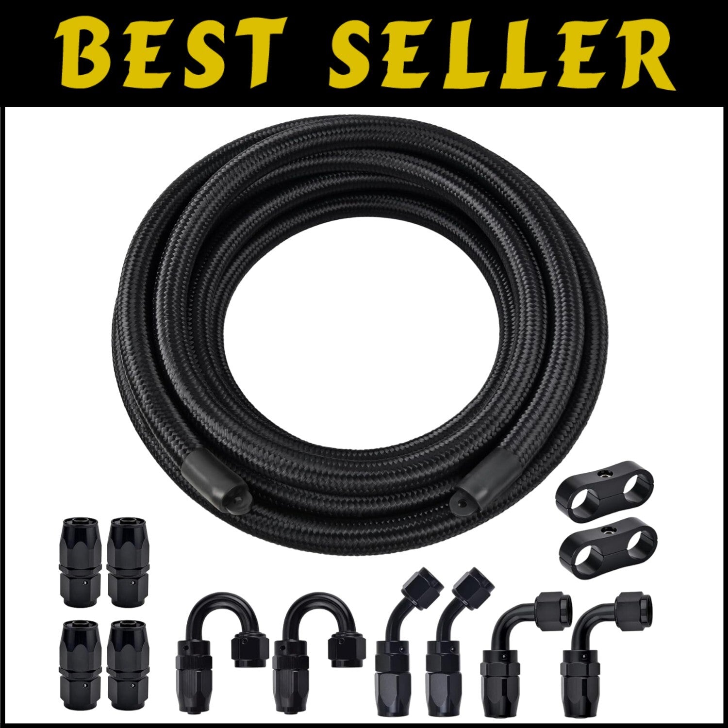 20FT 8AN Nylon Braided Fuel Line - 750psi Pressure, Versatile Applications