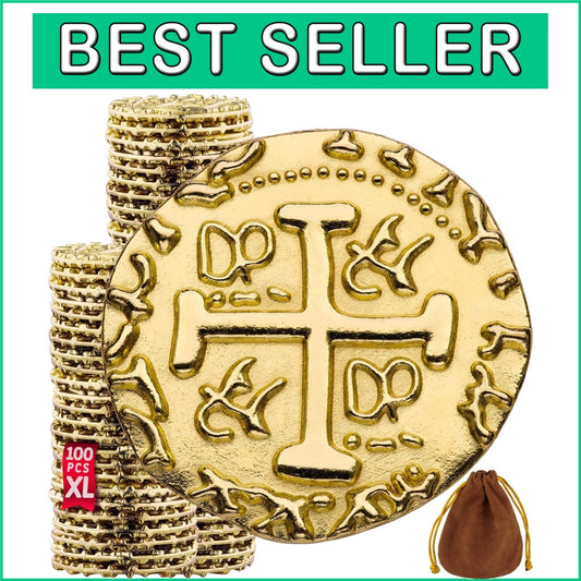 Authentic Gold Pirate Doubloons - 1.18 Inch Coins for Games and Celebrations