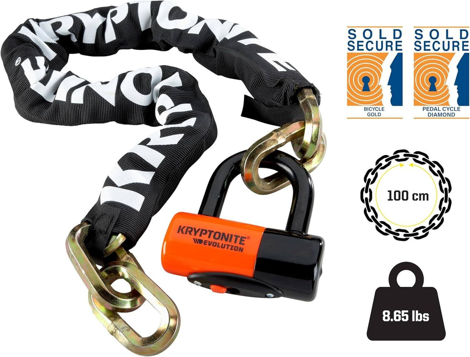 Kryptonite New York 1210 Heavy Duty Bike Chain Lock with Disc Lock Security